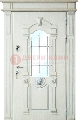 Герметичная входная дверь со стеклом и ковкой с украшением ДСК-64 в Челябинске