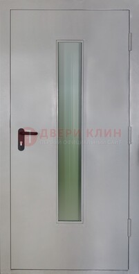 Белая металлическая противопожарная дверь со стеклянной вставкой ДТ-2 в Челябинске