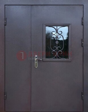 Тамбурная дверь Порошок со стеклом и ковкой ДТМ-48 в Челябинске