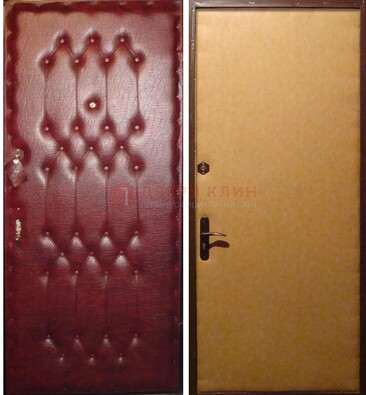 Бордовая металлическая дверь с винилискожей ДВ-1 в Челябинске