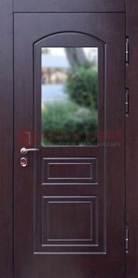 Темная железная дверь с виноритом и стеклом ДВТ-162 в Челябинске