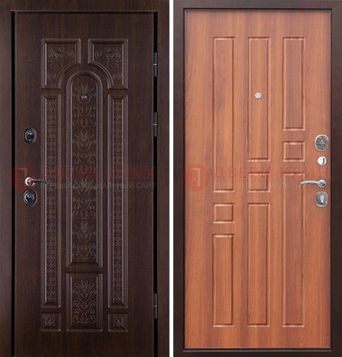 Темная металлическая дверь с виноритом и узором ДВТ-224 в Челябинске