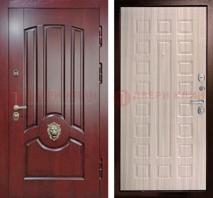 Темно-красная входная дверь с виноритом ДВТ-234 в Челябинске