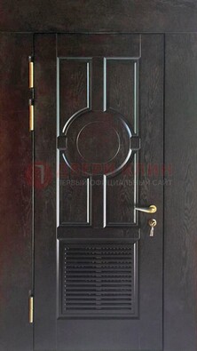 Входная темная дверь винорит с решеткой ДВТ-250 в Челябинске