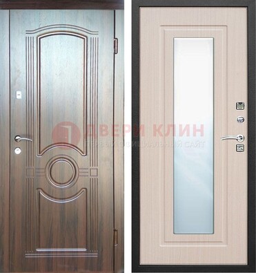 Светло-коричневая дверь c виноритом с узором и филенчатой МДФ ДЗ-120 в Челябинске