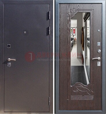 Черная входная дверь с зеркалом МДФ внутри ДЗ-29 в Челябинске