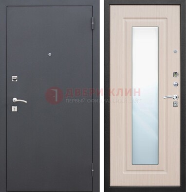 Черная входная дверь с зеркалом МДФ внутри ДЗ-31 в Челябинске