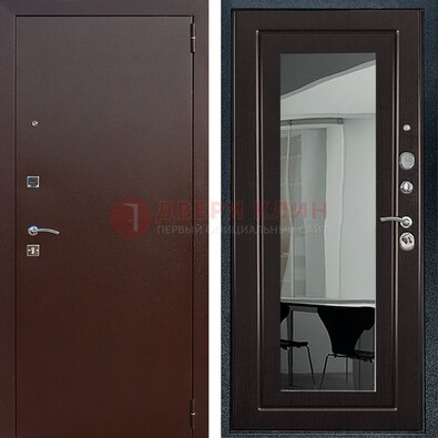 Металлическая дверь с порошковым напылением с МДФ и зеркалом ДЗ-61 в Челябинске
