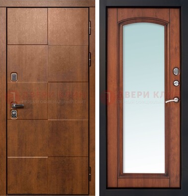 Белая филенчатая дверь с фрезерованной МДФ и зеркалом ДЗ-81 в Костроме