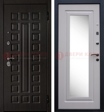 Черная филенчатая металлическая дверь МДФ с зеркалом ДЗ-83 в Челябинске
