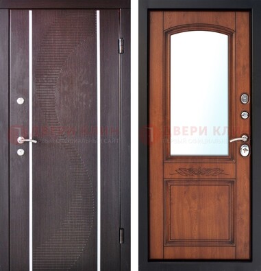 Входная дверь с МДФ и МДФ внутри с зеркалом ДЗ-88 в Челябинске